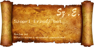 Szopri Erzsébet névjegykártya